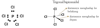 Struktur Lewis PCl5 trigonal bipiramidal